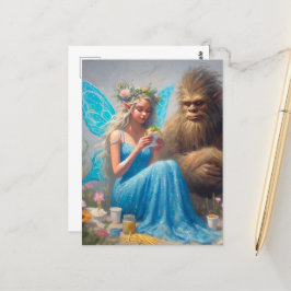Carte Postale Dîner Fast Food avec Sasquatch et Fairy