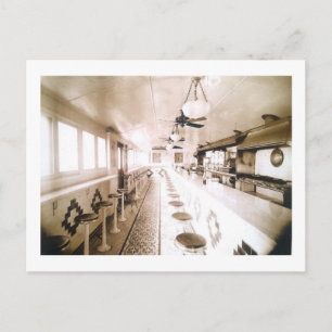 Carte Postale Diner Interior, 1920 Déco Vintage