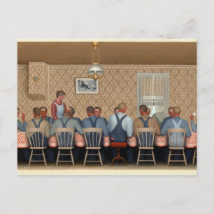 Carte Postale Dîner pour les batteurs de Grant Wood