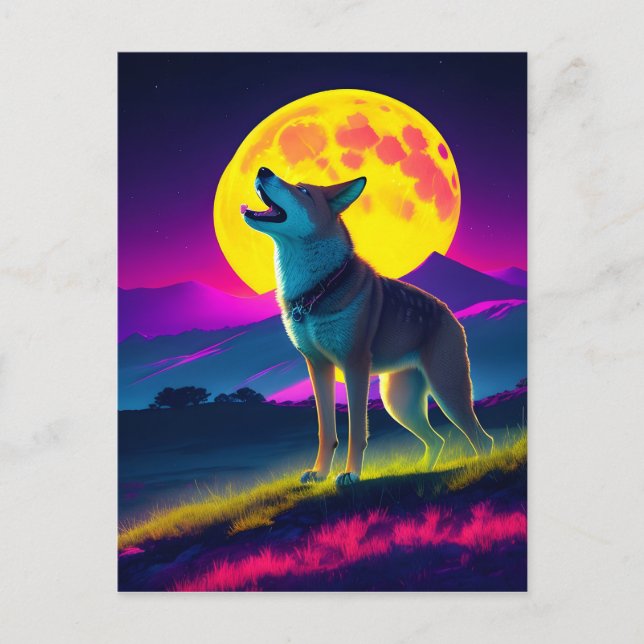 Carte Postale Dingo au clair de lune des lunes des lunes (Devant)