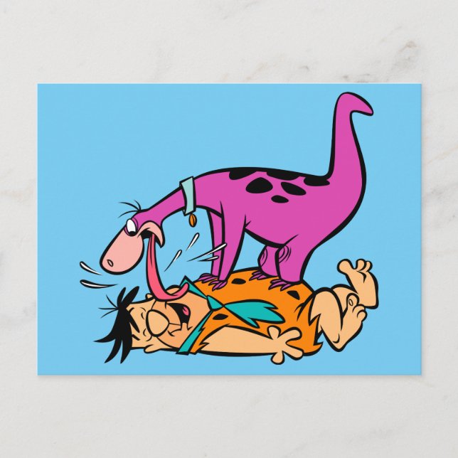 Carte Postale Dino Licking Fred Flintstone (Devant)