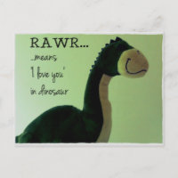 Dino Postcard Rawr signifie "Je t'aime en dinosaur