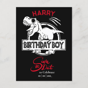 Carte Postale Dino, sauvegardez la date du garçon d'anniversaire