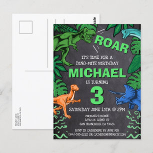 Carte Postale Dino Trex Jurassic Boy Dinosaur Anniversaire
