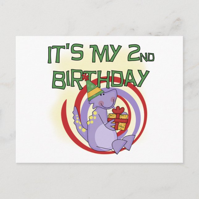 Carte Postale Dinosaur 2ème Anniversaire Tshirts et cadeaux (Devant)
