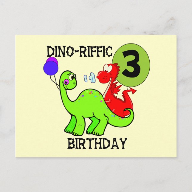 Carte Postale Dinosaur 3ème Anniversaire Tshirts et cadeaux (Devant)