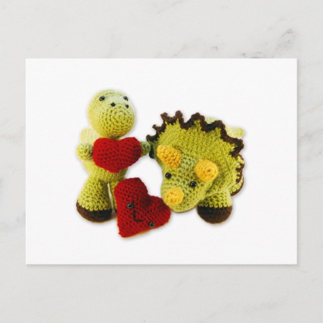 Carte postale Dinosaur + Coeurs (Devant)