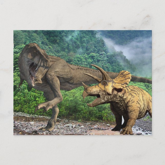 Carte postale Dinosaur Tyrannosaurus Tricératops (Devant)