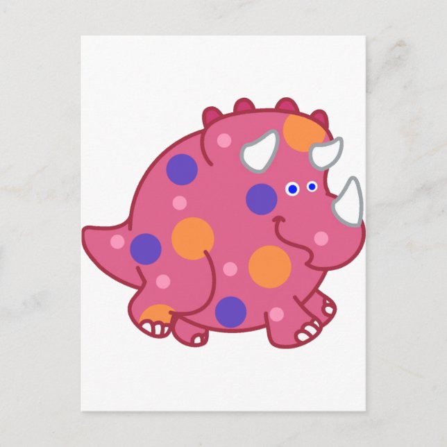 Carte Postale Dinosaure de dessin animé de Chubby Triceratops (Devant)