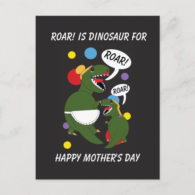 Carte Postale Dinosaure de la fête des mères amusante Personnali (Devant)