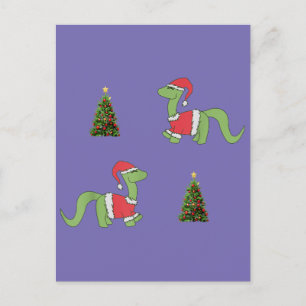 Carte Postale Dinosaure de Noël Arbre de Noël