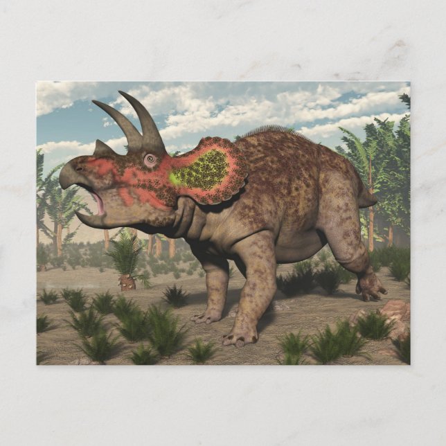 Carte Postale Dinosaure de Tricératops - rendu 3D (Devant)
