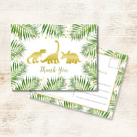 Dinosaure d'or Merci de Baby shower tropical