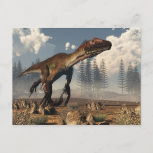 Carte Postale Dinosaure d'Utahraptor dans le désert
