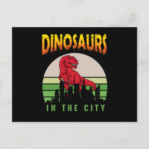 Carte Postale Dinosaure en ville   Conception de dinosaure