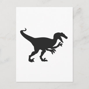 Carte Postale Dinosaure velocirapeur noir - Choisissez la couleu