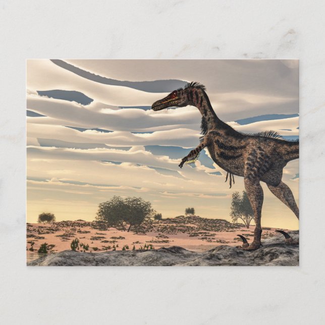 Carte Postale Dinosaure Velociraptor - rendu 3D (Devant)
