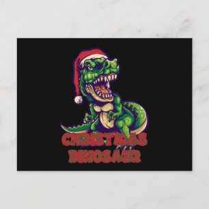 Carte Postale Dinosaure vert de Noël Conception de dinosaure