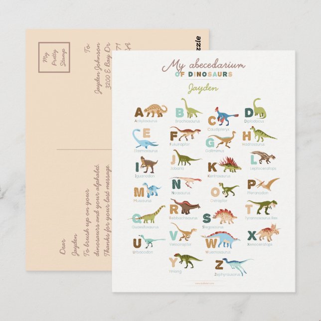 Carte Postale Dinosaures (anglais) (Devant / Derrière)