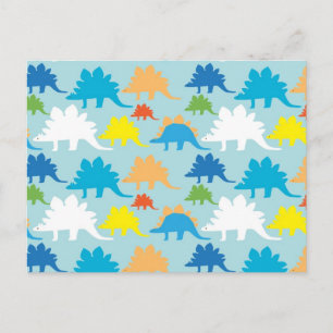 Carte Postale Dinosaures Dinosaures Rouge Bleu Orange Jaune