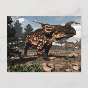 Carte Postale dinosaures Einiosaurus dans le désert - rendu 3D