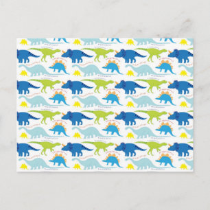 Carte Postale Dinosuar Designs Blue and Green Pattern Dino Toxit