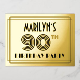 Carte Postale D'invitation À Feuilles D'aluminium 90e anniversaire