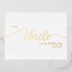 Carte Postale D'invitation À Feuilles D'aluminium À mon oncle le jour de mon mariage Écriture élégan