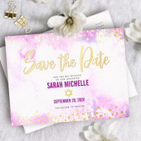 Bat mitzvah Date de sauvegarde Aquarelle rose Vrai