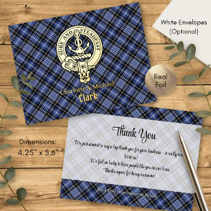 Carte Postale D'invitation À Feuilles D'aluminium Blason de clan Clark sur tartan