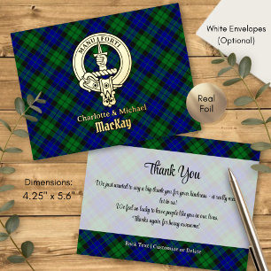 Carte Postale D'invitation À Feuilles D'aluminium Blason du clan MacKay sur tartan