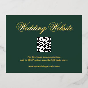 Carte Postale D'invitation À Feuilles D'aluminium Boîtier de code QR vert traditionnel de la forêt