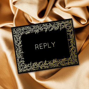 Carte Postale D'invitation À Feuilles D'aluminium Carte RSVP minimale à feuillage réel