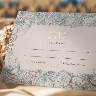 Carte Postale D'invitation À Feuilles D'aluminium Carton de réponse de mariage insérer Victorian Pim
