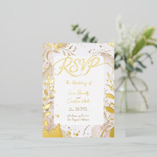 Carte Postale D'invitation À Feuilles D'aluminium Carton de réponse minimaliste neutre à motif aquar