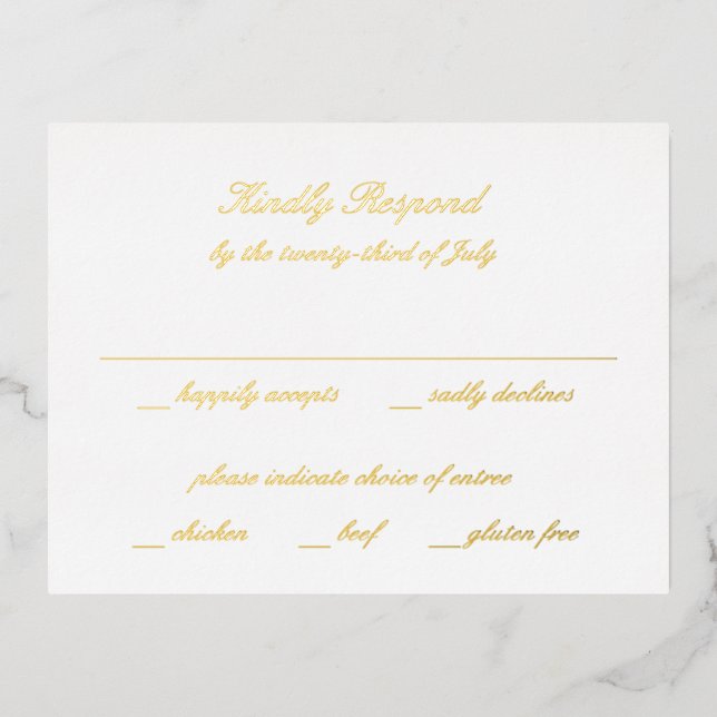 Carte Postale D'invitation À Feuilles D'aluminium Classic Timeless Wedding RSVP (Recto)