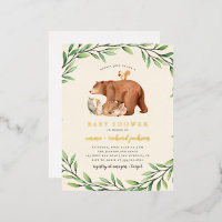 Crème Bois Végétation Forêt Animaux Baby shower