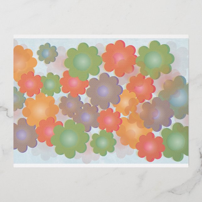 Carte Postale D'invitation À Feuilles D'aluminium Design d'art floral (Recto)