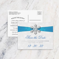 Diamante Snowflake & Blue Ribbon Mariage d'hiver