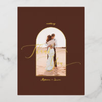 Elegant Boho Script Photo Mariage Merci