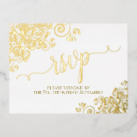 Elégant Frills or sur mariage blanc RSVP