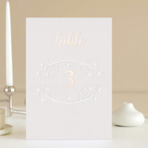 Carte Postale D'invitation À Feuilles D'aluminium Élégant Mariage de calligraphie rose Numéro de tab