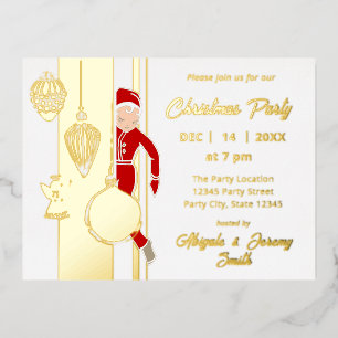 Carte Postale D'invitation À Feuilles D'aluminium Fête de Noël Whimsical à la mode