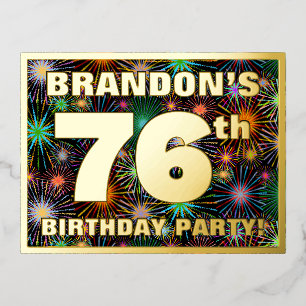 Carte Postale D'invitation À Feuilles D'aluminium Fête du 76e anniversaire : Téméraire, coloré Feu d