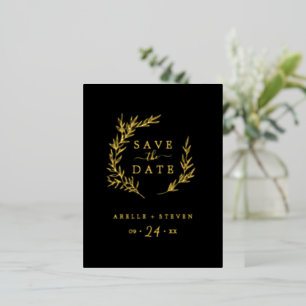 Carte Postale D'invitation À Feuilles D'aluminium Feuille minimale   Gold Foil Black Enregistrer la 