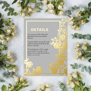 Carte Postale D'invitation À Feuilles D'aluminium Gold Frame and Gilded Beauty Détails du Mariage