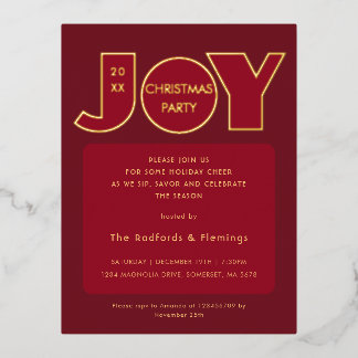 Carte Postale D'invitation À Feuilles D'aluminium Grande joie de Noël en gras
