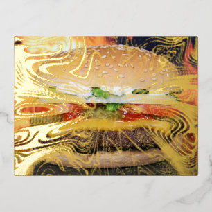 Carte Postale D'invitation À Feuilles D'aluminium Hamburger