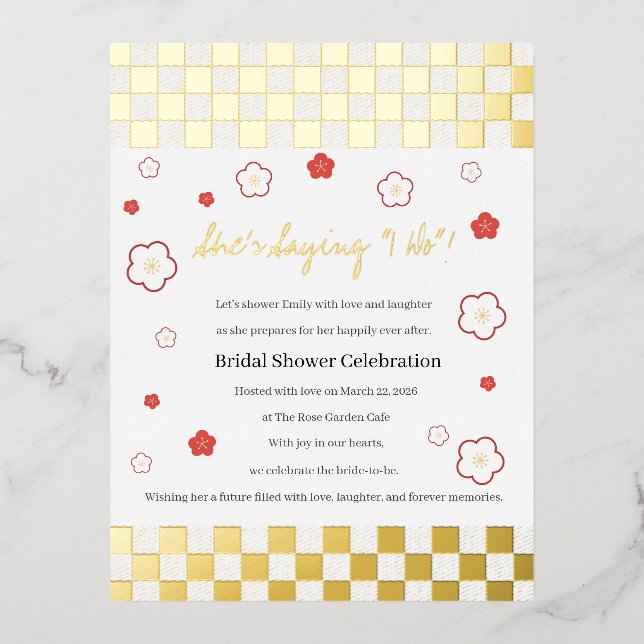 Carte Postale D'invitation À Feuilles D'aluminium Japanese Touch Bridal (Recto)