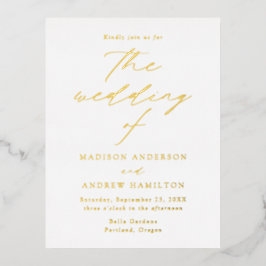 Carte Postale D'invitation À Feuilles D'aluminium Mariage Élégance Moderne